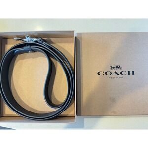 Authentic COACH Posh Black Leather Dog Leash Size Large New With Box & Tags!!